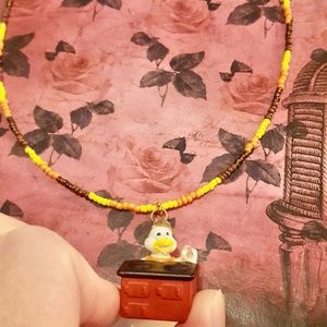 Teeny Weeny Families Cooking Grandma Duck Pendant Beaded Necklace